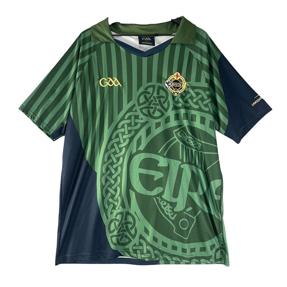 GAA Irish Memories Lansdowne Eire Heritage Jersey Mens XXL Green Navy Gaelic Top